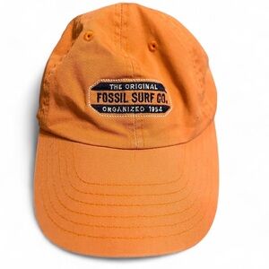 Vintage Fossil “The Original Fossil Surf Co 1954” Orange Hat Cap Adjustable